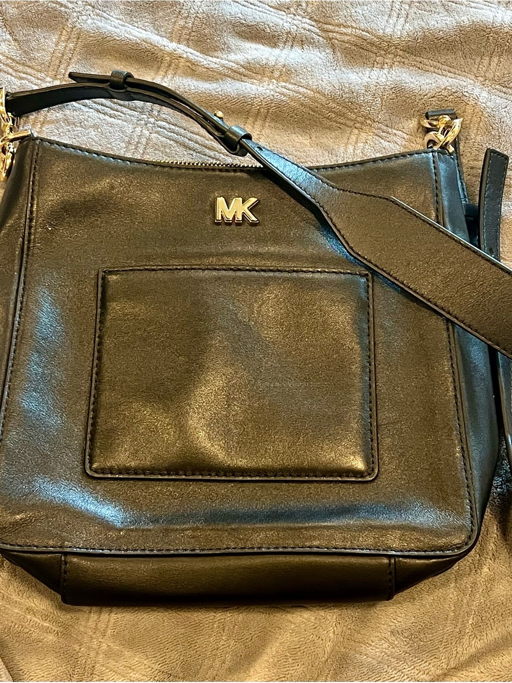 Michael Kors Black Leather Crossbody with Front Pocket